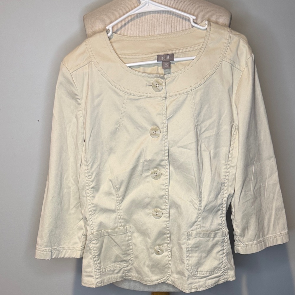 J. Jill Cream Button-Up stretch Blazer sz 14
